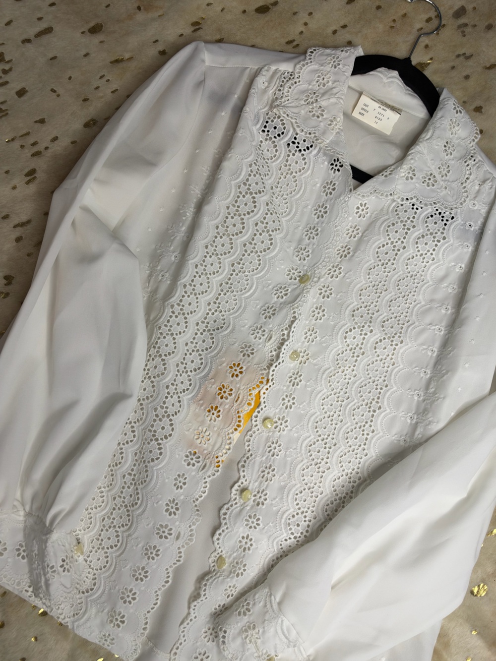 Women’s White Eyelet Lace Blouse - Elegant Floral Detail